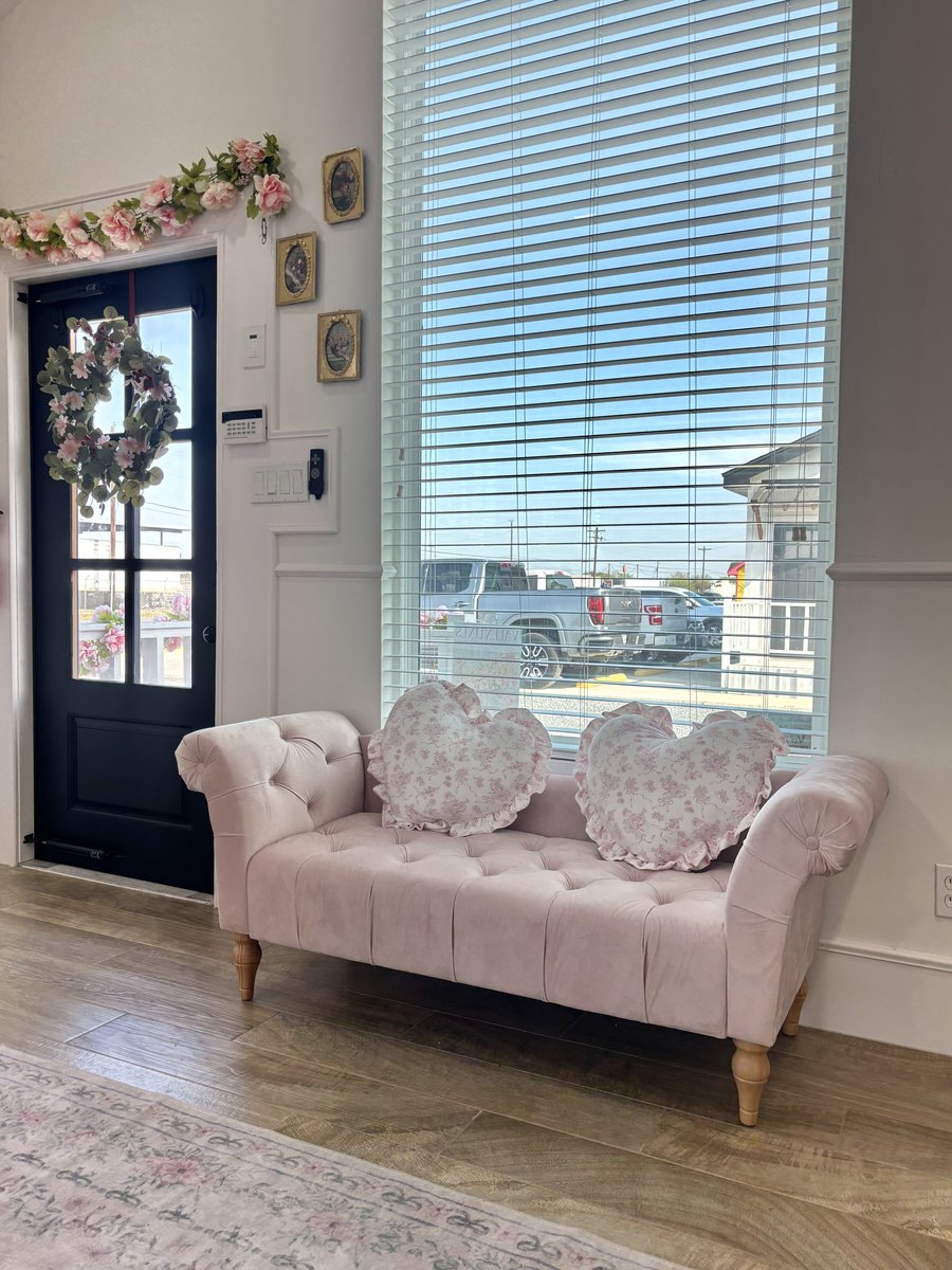 Cozy pink velvet corner in our studio
